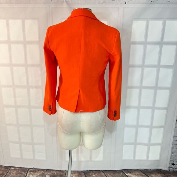 Ann Taylor Orange Notch Lapel One Button Long Sleeve Blazer Size 00 - Picture 5 of 9